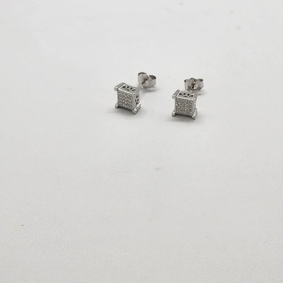 Brand New Sterling Silver 925 Square Cz Earrings - Picture 6 of 9